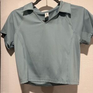 Yogolicious Women’s Blue Cropped Polo Top